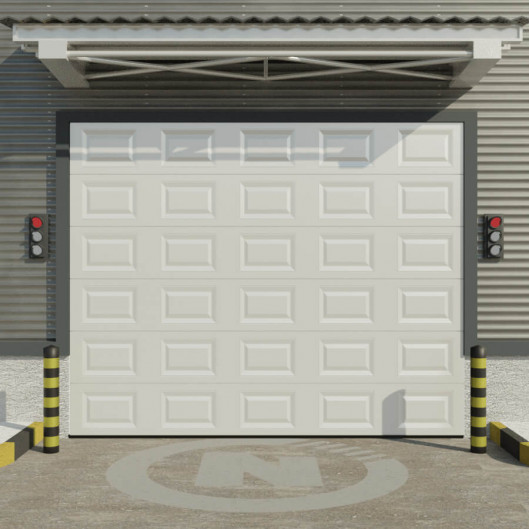 Porte de garage industrielle sectionnelle motorisée à cassette blanche