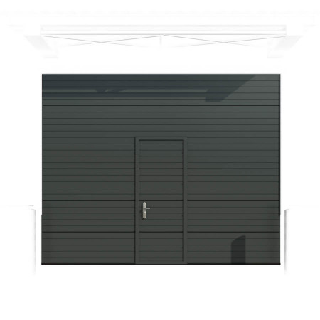 Porte de Garage Sectionnelle Industrielle avec portillon "sur mesure". Gris Anthracite