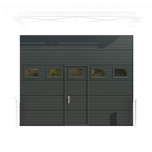 Porte de Garage Sectionnelle Industrielle avec portillon et hublots "sur mesure" gris anthracite