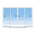 Baie coulissante ALU 4 vantaux 2 rails sur mesure