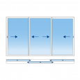 Baie coulissante ALU 3 vantaux 2 rails sur mesure
