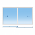 Baie coulissante ALU 2 vantaux 2 rails sur mesure