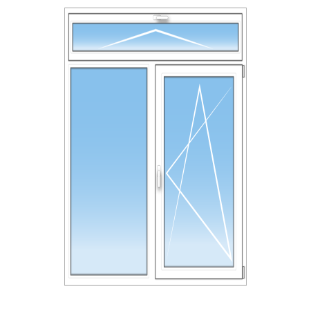 Porte-Fenêtre PVC sur mesure 2 vantaux oscillo-battant. Avec Imposte fixe ou à soufflet.