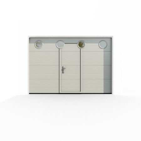 Porte de Garage Sectionnelle avec Portillon intégré et hublots - artNtorsion