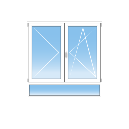 Fenêtre PVC 2 vantaux oscillo battant sur mesure au prix du standard avec allège fixe ou à soufflet