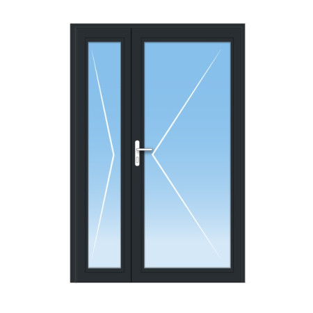 Porte d'entrée PVC 2 vantaux inégaux...