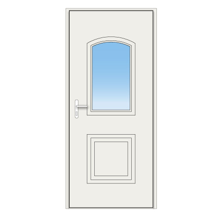 Porte d'entrée Megève PVC avec vitrage central, sur-mesure