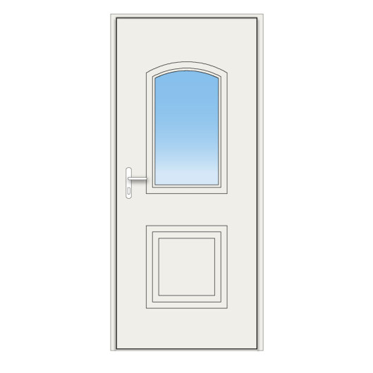 Porte d'entrée Megève PVC avec vitrage central, sur-mesure