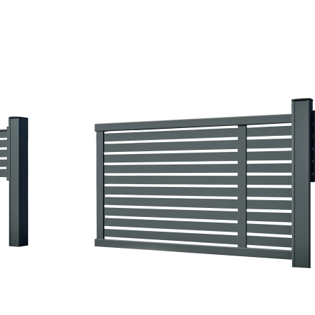 Portail Coulissant Aluminium lames ajourées - 2 vantaux - Modèle Cimes