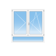 Fenêtre PVC 2 vantaux oscillo battant sur mesure au prix du standard avec allège fixe ou à soufflet