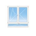 Fenêtre PVC 2 vantaux oscillo battant sur mesure au prix du standard avec allège à soufflet