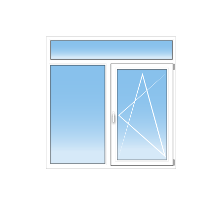Fenêtre PVC 2 vantaux oscillo battant et fixe avec imposte fixe
