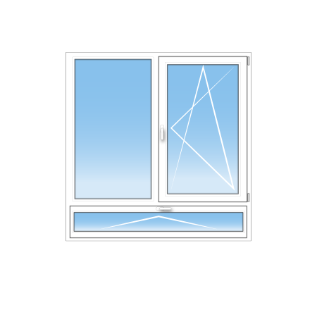Fenêtre PVC 2 vantaux oscillo battant et fixe avec allège soufflet : startNsun