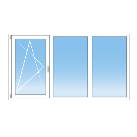 Fenêtre PVC 3 - 1 vantail oscillo-battant et 2 parties fixes sur mesure : startNsun