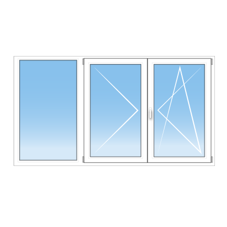 Fenêtre PVC 3 vantaux - 1 fixe et 2 vantaux avec oscillo-battant sur mesure