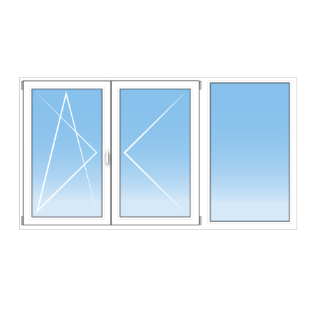 Fenêtre PVC sur mesure 3 vantaux – 2 oscillo-battants puis 1 fixe