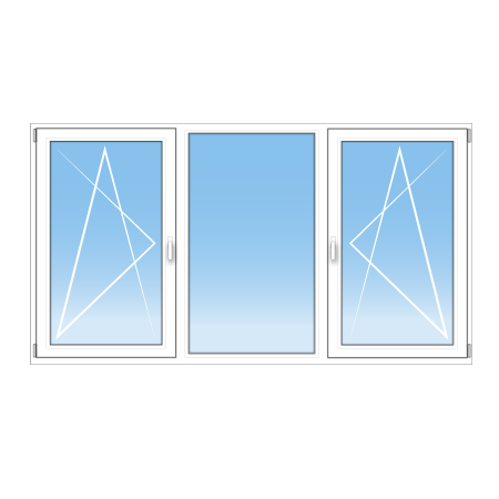 Fenêtre PVC sur mesure 3 vantaux – double oscillo-battant et fixe central