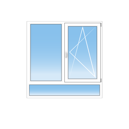 Fenêtre PVC sur mesure 2 vantaux – 1 oscillo-battant + 1 fixe, allège fixe