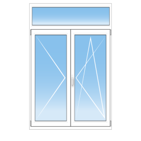 Porte-fenêtre PVC sur mesure – 2 vantaux oscillo-battants avec imposte fixe