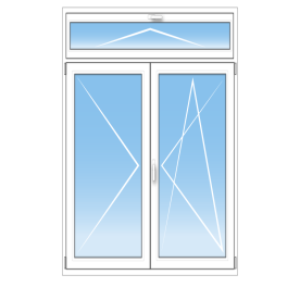 Porte-fenêtre PVC sur mesure – 2 vantaux oscillo-battants avec imposte à soufflet