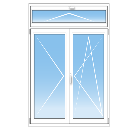 Porte-fenêtre PVC sur mesure – 2 vantaux oscillo-battants avec imposte à soufflet