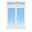 Porte-fenêtre PVC sur mesure – 2 vantaux oscillo-battants avec imposte à soufflet