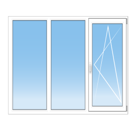 Porte-fenêtre PVC sur mesure – 3 vantaux : 2 fixes, 1 oscillo-battant droit