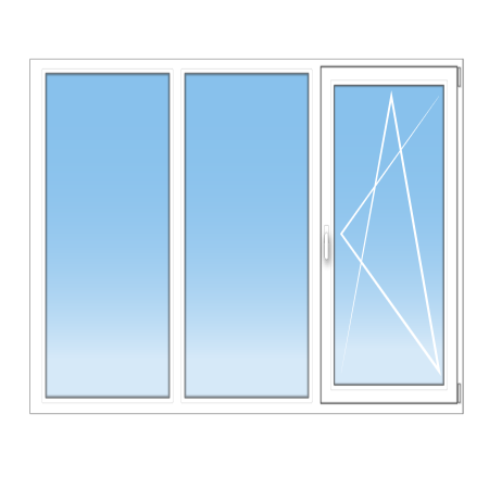 Porte-fenêtre PVC sur mesure – 3 vantaux : 2 fixes, 1 oscillo-battant droit