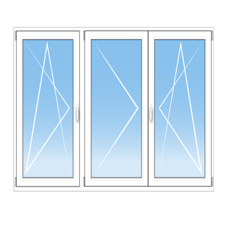 Porte-fenêtre PVC sur mesure 3 vantaux – 1 OB ouvrant gauche + 2 oscillo-battants