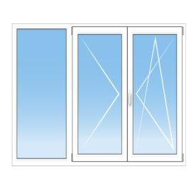 Porte-fenêtre PVC sur mesure 3 vantaux – 1 fixe + 2 oscillo-battants