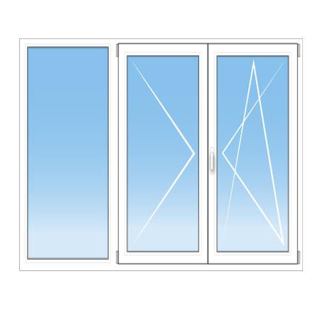 Porte-fenêtre PVC sur mesure 3 vantaux – 1 fixe + 2 oscillo-battants