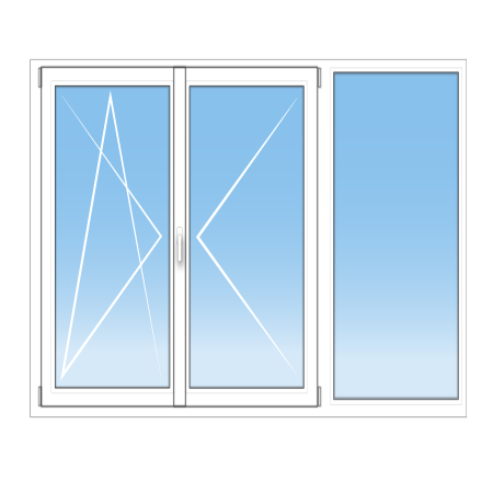 Porte-fenêtre PVC sur mesure 3 vantaux – 2 oscillo-battants (gauche) + 1 fixe