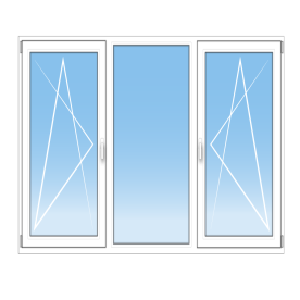 Porte-fenêtre PVC sur mesure 3 vantaux – OB gauche + fixe + OB droite