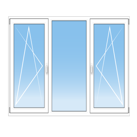 Porte-fenêtre PVC sur mesure 3 vantaux – OB gauche + fixe + OB droite