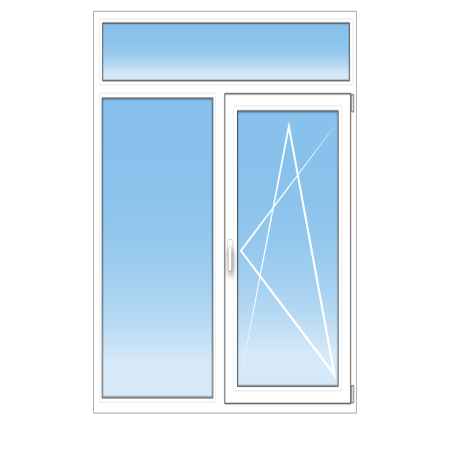 Porte-fenêtre PVC sur mesure 2 vantaux – 1 fixe + 1 oscillo-battant droit avec imposte fixe