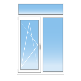 Porte-fenêtre PVC sur mesure 2 vantaux – OB tirant gauche + fixe avec imposte fixe