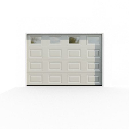 Porte de Garage Sectionnelle à cassettes avec hublots banc et chêne doré