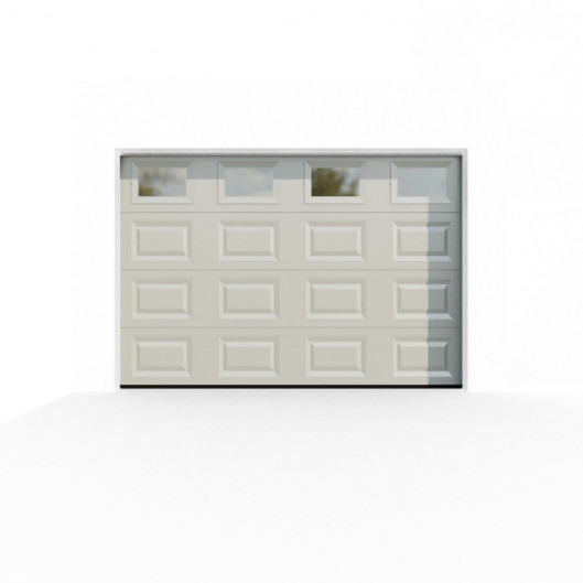 Porte de Garage Sectionnelle à cassettes avec hublots banc et chêne doré