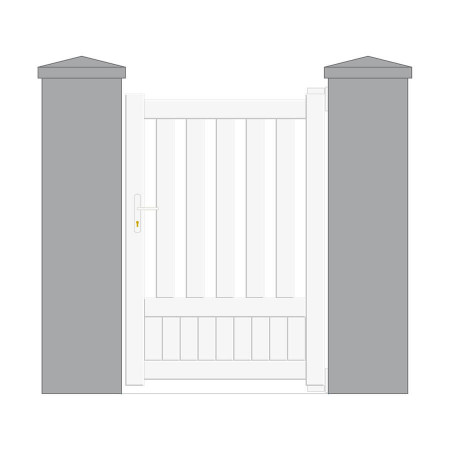 Portillon sur mesure modèle Tourterelles lames ajourées. Blanc 9016.