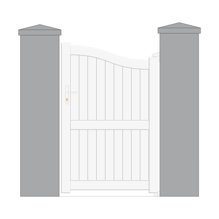 Portillon  aluminium plein forme chapeau de gendarme couleur Blanc 9016