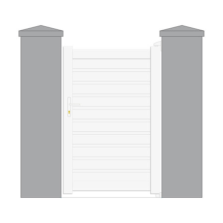 Portillon Aluminium - Persienné à lames larges - Modèle Hutins - Blanc 9016.