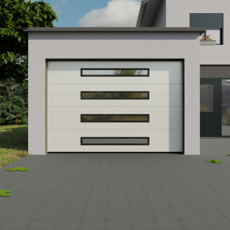 Porte de Garage Sectionnelle avec hublots Alunox Panoramiques - artNtorsion