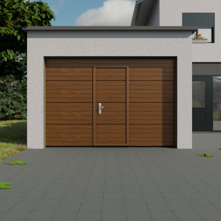 Porte de Garage Sectionnelle avec Portillon chêne doré - artNtraction
